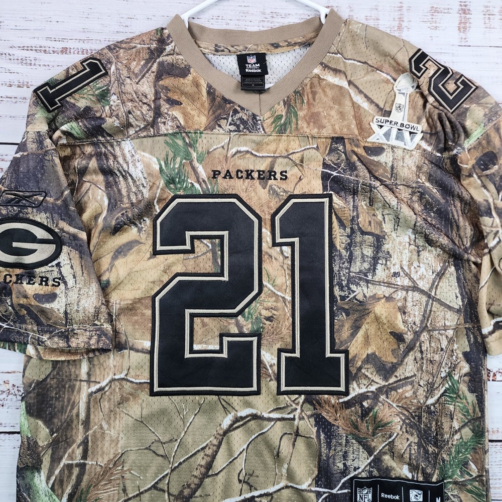 Reebok Charles Woodson 21 Packers Realtree Camo Jersey Super Bowl XLV M